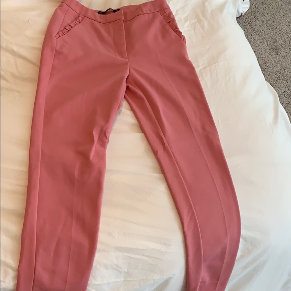 Pink Pants with Ruffle Trim Pockets
